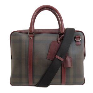 BURBERRY Check Pattern Handbag PVC/Leather